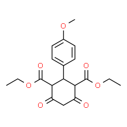 ChemSpider 2D Image | Diethyl 2-(4-methoxyphenyl)-4,6-dioxo-1,3-cyclohexanedicarboxylate | C19H22O7