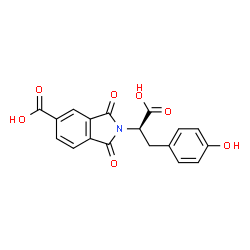ChemSpider 2D Image | 2-[(1R)-1-Carboxy-2-(4-hydroxyphenyl)ethyl]-1,3-dioxo-5-isoindolinecarboxylic acid | C18H13NO7