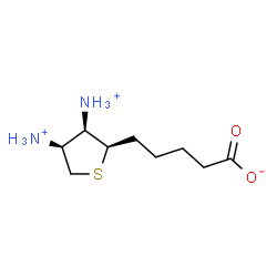 ChemSpider 2D Image | 5-[(2R,3R,4S)-3,4-Diammoniotetrahydro-2-thiophenyl]pentanoate | C9H19N2O2S
