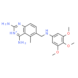 ChemSpider 2D Image | 2,4-Diamino-5-methyl-6-{[(3,4,5-trimethoxyphenyl)amino]methyl}quinazolin-3-ium | C19H24N5O3