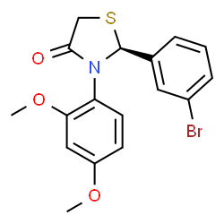 ChemSpider 2D Image | (2S)-2-(3-Bromophenyl)-3-(2,4-dimethoxyphenyl)-1,3-thiazolidin-4-one | C17H16BrNO3S