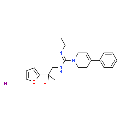ChemSpider 2D Image | N'-Ethyl-N-[2-(2-furyl)-2-hydroxypropyl]-4-phenyl-3,6-dihydro-1(2H)-pyridinecarboximidamide hydroiodide (1:1) | C21H28IN3O2
