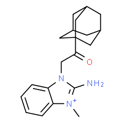 ChemSpider 2D Image | 1-[2-(Adamantan-1-yl)-2-oxoethyl]-2-amino-3-methyl-1H-3,1-benzimidazol-3-ium | C20H26N3O