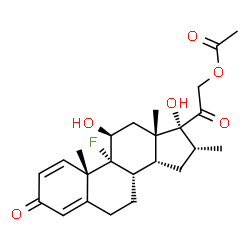 ChemSpider 2D Image | (11beta,14beta,16alpha)-9-Fluoro-11,17-dihydroxy-16-methyl-3,20-dioxopregna-1,4-dien-21-yl acetate | C24H31FO6