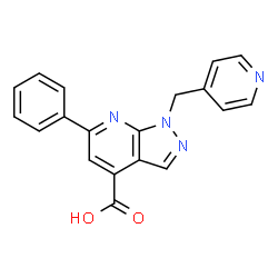 ChemSpider 2D Image | 6-Phenyl-1-(4-pyridinylmethyl)-1H-pyrazolo[3,4-b]pyridine-4-carboxylic acid | C19H14N4O2