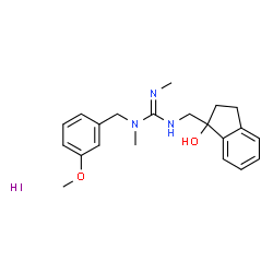 ChemSpider 2D Image | 3-[(1-Hydroxy-2,3-dihydro-1H-inden-1-yl)methyl]-1-(3-methoxybenzyl)-1,2-dimethylguanidine hydroiodide (1:1) | C21H28IN3O2
