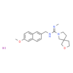 ChemSpider 2D Image | N-[(6-Methoxy-2-naphthyl)methyl]-N'-methyl-2-oxa-7-azaspiro[4.4]nonane-7-carboximidamide hydroiodide (1:1) | C21H28IN3O2
