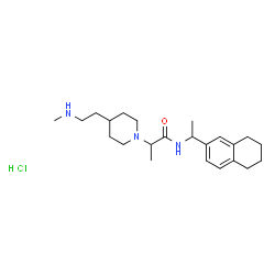ChemSpider 2D Image | 2-{4-[2-(Methylamino)ethyl]-1-piperidinyl}-N-[1-(5,6,7,8-tetrahydro-2-naphthalenyl)ethyl]propanamide hydrochloride (1:1) | C23H38ClN3O
