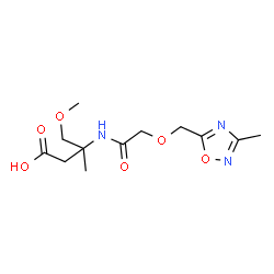 ChemSpider 2D Image | 4-Methoxy-3-methyl-3-({[(3-methyl-1,2,4-oxadiazol-5-yl)methoxy]acetyl}amino)butanoic acid | C12H19N3O6