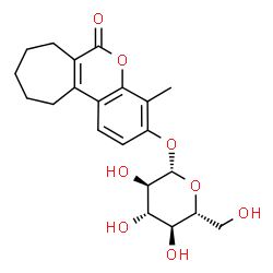 ChemSpider 2D Image | 4-Methyl-6-oxo-6,7,8,9,10,11-hexahydrocyclohepta[c]chromen-3-yl beta-D-glucopyranoside | C21H26O8