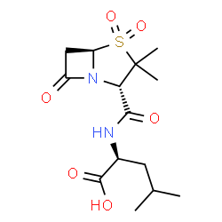ChemSpider 2D Image | N-{[(2S,5R)-3,3-Dimethyl-4,4-dioxido-7-oxo-4-thia-1-azabicyclo[3.2.0]hept-2-yl]carbonyl}-L-leucine | C14H22N2O6S