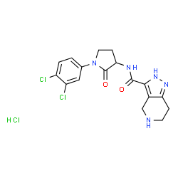 ChemSpider 2D Image | N-[1-(3,4-Dichlorophenyl)-2-oxo-3-pyrrolidinyl]-4,5,6,7-tetrahydro-2H-pyrazolo[4,3-c]pyridine-3-carboxamide hydrochloride (1:1) | C17H18Cl3N5O2