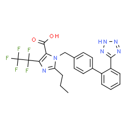ChemSpider 2D Image | 4-(Pentafluoroethyl)-2-propyl-1-{[2'-(2H-tetrazol-5-yl)-4-biphenylyl]methyl}-1H-imidazole-5-carboxylic acid | C23H19F5N6O2