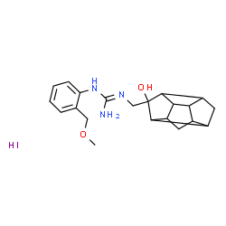 ChemSpider 2D Image | 2-[(8-Hydroxypentacyclo[5.4.0.0~2,6~.0~3,10~.0~5,9~]undec-8-yl)methyl]-1-[2-(methoxymethyl)phenyl]guanidine hydroiodide (1:1) | C21H28IN3O2