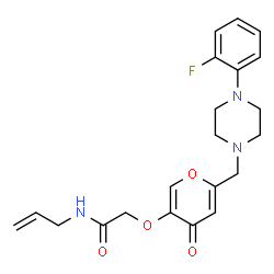 ChemSpider 2D Image | N-Allyl-2-[(6-{[4-(2-fluorophenyl)-1-piperazinyl]methyl}-4-oxo-4H-pyran-3-yl)oxy]acetamide | C21H24FN3O4
