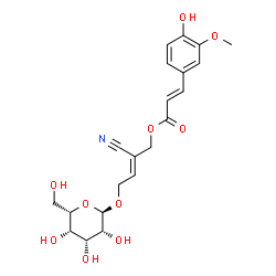 ChemSpider 2D Image | (2E)-2-Cyano-4-(alpha-L-talopyranosyloxy)-2-buten-1-yl (2E)-3-(4-hydroxy-3-methoxyphenyl)acrylate | C21H25NO10