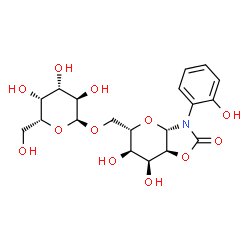ChemSpider 2D Image | [(3aS,5S,6R,7S,7aS)-6,7-Dihydroxy-3-(2-hydroxyphenyl)-2-oxohexahydro-2H-pyrano[2,3-d][1,3]oxazol-5-yl]methyl alpha-D-galactopyranoside | C19H25NO12