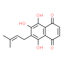 ChemSpider 2D Image | 5,6,8-Trihydroxy-7-(3-methyl-2-buten-1-yl)-1,4-naphthoquinone | C15H14O5