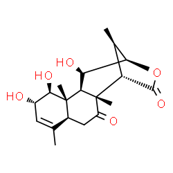 ChemSpider 2D Image | (1S,2R,5S,8S,9S,10S,11R,12R,13R,16R)-8,9,12-Trihydroxy-2,6,10,16-tetramethyl-14-oxatetracyclo[11.2.1.0~2,11~.0~5,10~]hexadec-6-ene-3,15-dione | C19H26O6