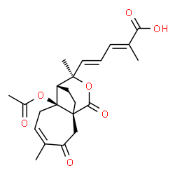 ChemSpider 2D Image | (2E,4E)-5-[(1R,7S,8S,9R)-7-Acetoxy-4,9-dimethyl-3,11-dioxo-10-oxatricyclo[6.3.2.0~1,7~]tridec-4-en-9-yl]-2-methyl-2,4-pentadienoic acid | C22H26O7