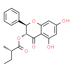 ChemSpider 2D Image | (2R,3R)-5,7-Dihydroxy-4-oxo-2-phenyl-3,4-dihydro-2H-chromen-3-yl (2S)-2-methylbutanoate | C20H20O6