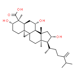 ChemSpider 2D Image | (3beta,5beta,7beta,9beta,16beta,17alpha,20S)-3,7,16-Trihydroxy-24-methylene-9,19-cyclolanostan-28-oic acid | C31H50O5