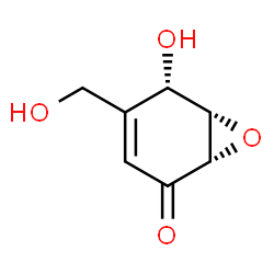 ChemSpider 2D Image | (1S,5S,6S)-5-Hydroxy-4-(hydroxymethyl)-7-oxabicyclo[4.1.0]hept-3-en-2-one | C7H8O4