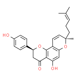 ChemSpider 2D Image | (2S,8R)-5-Hydroxy-2-(4-hydroxyphenyl)-8-methyl-8-(4-methyl-3-penten-1-yl)-2,3-dihydro-4H,8H-pyrano[2,3-f]chromen-4-one | C25H26O5
