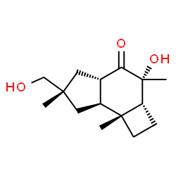 ChemSpider 2D Image | (2aR,3R,4aS,6S,7aS,7bR)-3-Hydroxy-6-(hydroxymethyl)-3,6,7b-trimethyldecahydro-4H-cyclobuta[e]inden-4-one | C15H24O3