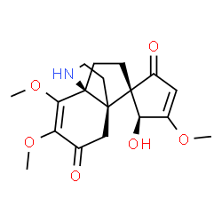 ChemSpider 2D Image | (1S,1'S,5S,6'S)-5-Hydroxy-2',3',4-trimethoxy-10'-azaspiro[cyclopentane-1,7'-tricyclo[4.3.3.0~1,6~]dodecane]-2',3-diene-2,4'-dione | C18H23NO6