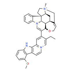 ChemSpider 2D Image | (19alpha)-11-(3-Ethyl-8-methoxy-12H-indolo[2,3-a]quinolizin-5-ium-2-yl)-19-methyl-10,11-didehydrostrychnidin-19-ium | C40H40N4O2