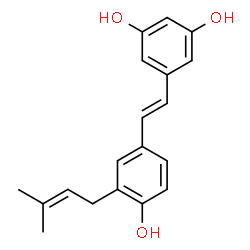 ChemSpider 2D Image | 5-{2-[4-Hydroxy-3-(3-methyl-but-2-enyl)-phenyl]-vinyl}-benzene-1,3-diol | C19H20O3