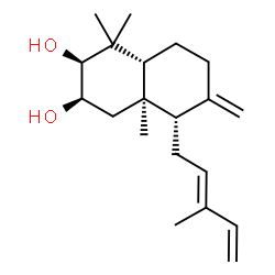 ChemSpider 2D Image | (2S,3R,4aR,5S,8aR)-1,1,4a-Trimethyl-6-methylene-5-[(2E)-3-methyl-2,4-pentadien-1-yl]decahydro-2,3-naphthalenediol | C20H32O2