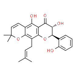ChemSpider 2D Image | (7R,8R)-5,7-Dihydroxy-8-(2-hydroxyphenyl)-2,2-dimethyl-10-(3-methyl-2-buten-1-yl)-7,8-dihydro-2H,6H-pyrano[3,2-g]chromen-6-one | C25H26O6