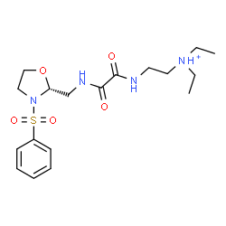 ChemSpider 2D Image | N,N-Diethyl-2-{[oxo({[(2R)-3-(phenylsulfonyl)-1,3-oxazolidin-2-yl]methyl}amino)acetyl]amino}ethanaminium | C18H29N4O5S
