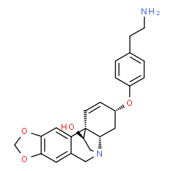ChemSpider 2D Image | (3alpha,11S,13beta,19alpha)-3-[4-(2-Aminoethyl)phenoxy]-1,2-didehydrocrinan-11-ol | C24H26N2O4