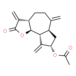 ChemSpider 2D Image | (3aS,6aS,8S,9aR,9bS)-3,6,9-Tris(methylene)-2-oxododecahydroazuleno[4,5-b]furan-8-yl acetate | C17H20O4