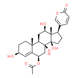 ChemSpider 2D Image | 6beta-Acetoxy-3beta,8beta,12beta,14beta-tetrahydroxybufa-4,20,22-trienolide | C26H34O8