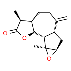 ChemSpider 2D Image | (3S,3aS,6aR,7aR,8aS,8bS,8cS)-3,8a-Dimethyl-6-methylenedecahydrooxireno[2,3]azuleno[4,5-b]furan-2(3H)-one | C15H20O3