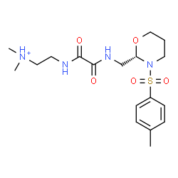 ChemSpider 2D Image | N,N-Dimethyl-2-({[({(2S)-3-[(4-methylphenyl)sulfonyl]-1,3-oxazinan-2-yl}methyl)amino](oxo)acetyl}amino)ethanaminium | C18H29N4O5S