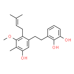 ChemSpider 2D Image | 1,2-benzenediol, 3-[2-[5-hydroxy-3-methoxy-4-methyl-2-(3-methyl-2-butenyl)phenyl]ethyl]- | C21H26O4