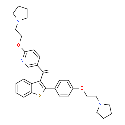 ChemSpider 2D Image | {2-[4-(2-pyrrolidin-1-yl-ethoxy)-phenyl]-benzo[b]thiophen-3-yl}-[4-(2-pyrrolidin-1-yl-ethoxy)-phenyl]-methanone | C32H35N3O3S
