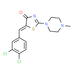 ChemSpider 2D Image | (5Z)-5-(3,4-Dichlorobenzylidene)-2-(4-methyl-1-piperazinyl)-1,3-thiazol-4(5H)-one | C15H15Cl2N3OS