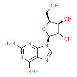 ChemSpider 2D Image | 9-(beta-L-Xylofuranosyl)-9H-purine-2,6-diamine | C10H14N6O4