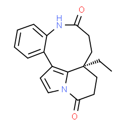 ChemSpider 2D Image | (3aS)-3a-Ethyl-2,3,3a,4,5,7-hexahydroindolizino[8,1-ef][1]benzazonine-1,6-dione | C19H20N2O2