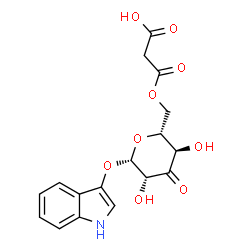 ChemSpider 2D Image | 1H-Indol-3-yl 6-O-(carboxyacetyl)-beta-D-arabino-hexopyranosid-3-ulose | C17H17NO9