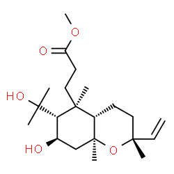 ChemSpider 2D Image | Methyl 3-[(2R,4aS,5S,6R,7R,8aS)-7-hydroxy-6-(2-hydroxy-2-propanyl)-2,5,8a-trimethyl-2-vinyloctahydro-2H-chromen-5-yl]propanoate | C21H36O5