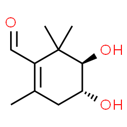 ChemSpider 2D Image | (4R,5R)-4,5-Dihydroxy-2,6,6-trimethyl-1-cyclohexene-1-carbaldehyde | C10H16O3