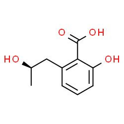 ChemSpider 2D Image | 2-Hydroxy-6-[(2R)-2-hydroxypropyl]benzoic acid | C10H12O4