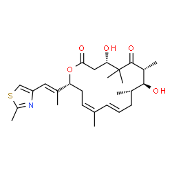 ChemSpider 2D Image | (4S,7R,8S,9S,11E,13Z,16R)-4,8-Dihydroxy-5,5,7,9,13-pentamethyl-16-[(1E)-1-(2-methyl-1,3-thiazol-4-yl)-1-propen-2-yl]oxacyclohexadeca-11,13-diene-2,6-dione | C27H39NO5S